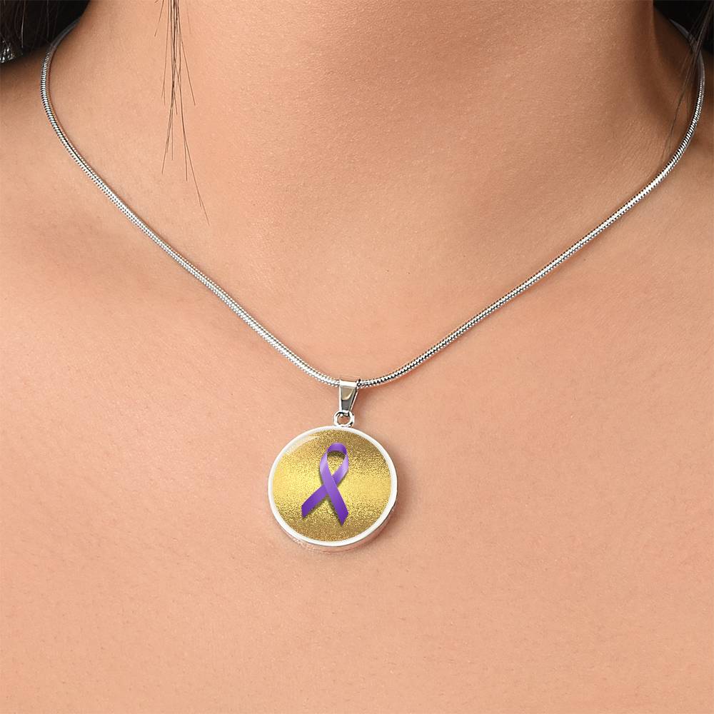 Purple Epilepsy Ribbon on Gold - Jewelry - Epileptic Al’s Shop