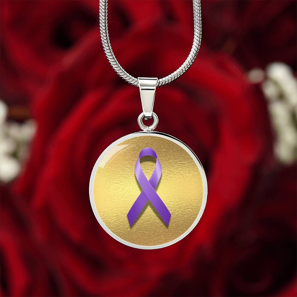 Purple Epilepsy Ribbon on Gold - Jewelry - Epileptic Al’s Shop