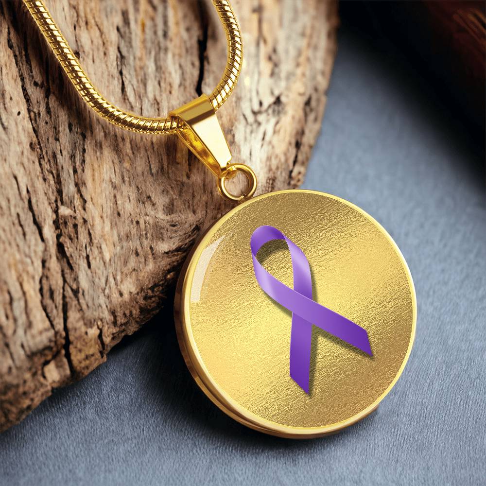 Purple Epilepsy Ribbon on Gold - Jewelry - Epileptic Al’s Shop