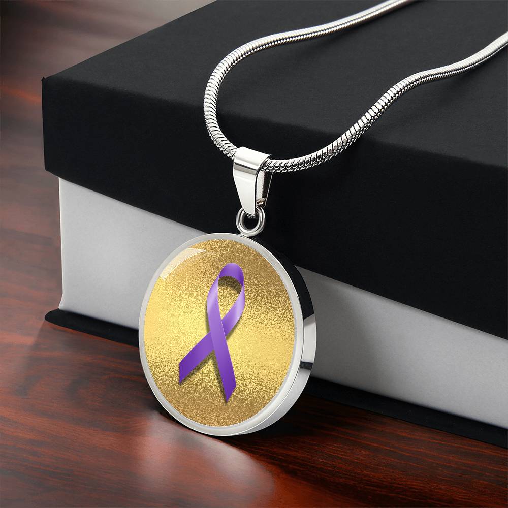 Purple Epilepsy Ribbon on Gold - Jewelry - Epileptic Al’s Shop