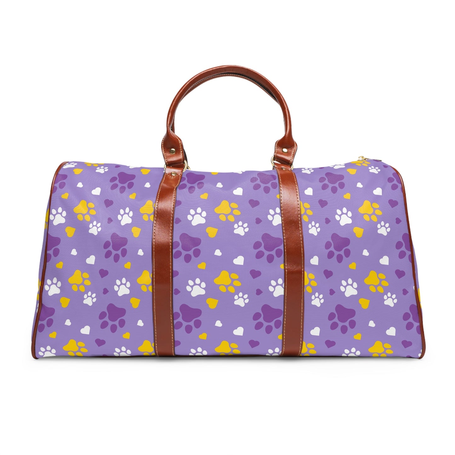 Purple & Gold Paws Waterproof Travel Bag - Bags - Epileptic Al’s Shop