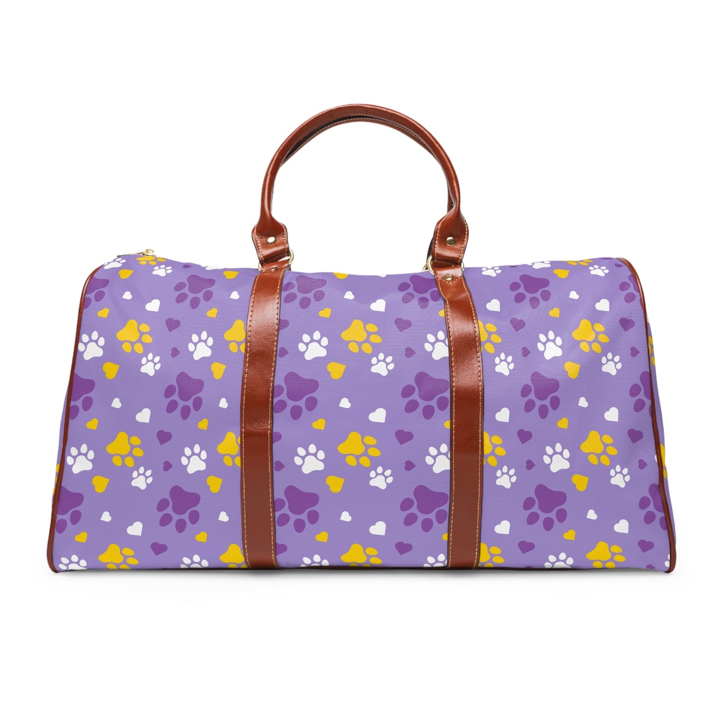 Purple & Gold Paws Waterproof Travel Bag - Bags - Epileptic Al’s Shop
