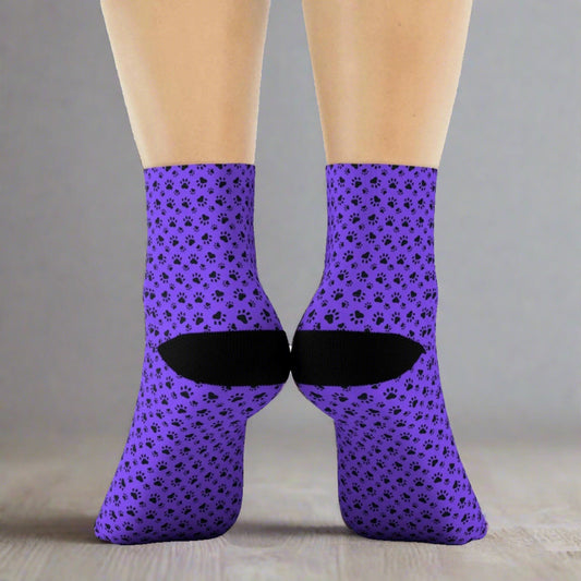 Purple Kitty Paws Crew Socks - All Over Prints - Epileptic Al’s Shop