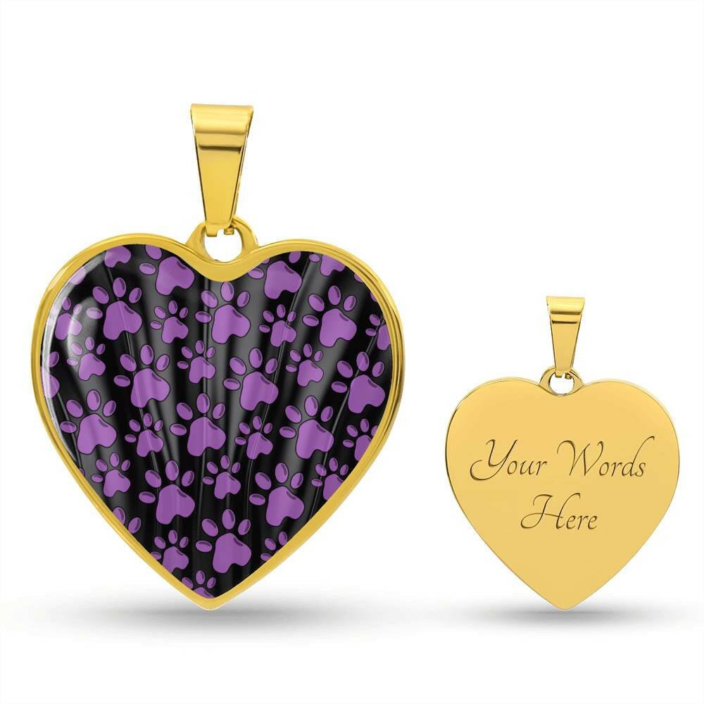 Purple Paws Heart Pendant Necklace - Jewelry - Epileptic Al’s Shop
