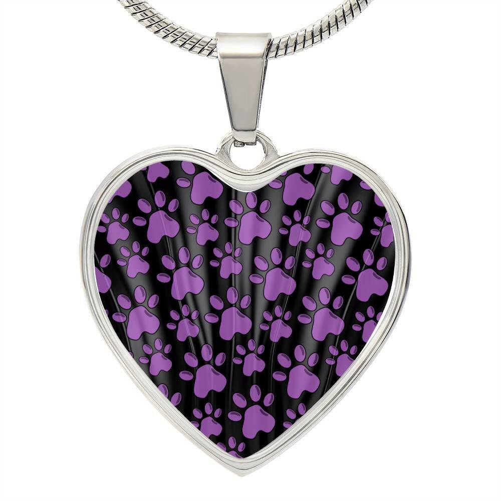 Purple Paws Heart Pendant Necklace - Jewelry - Epileptic Al’s Shop