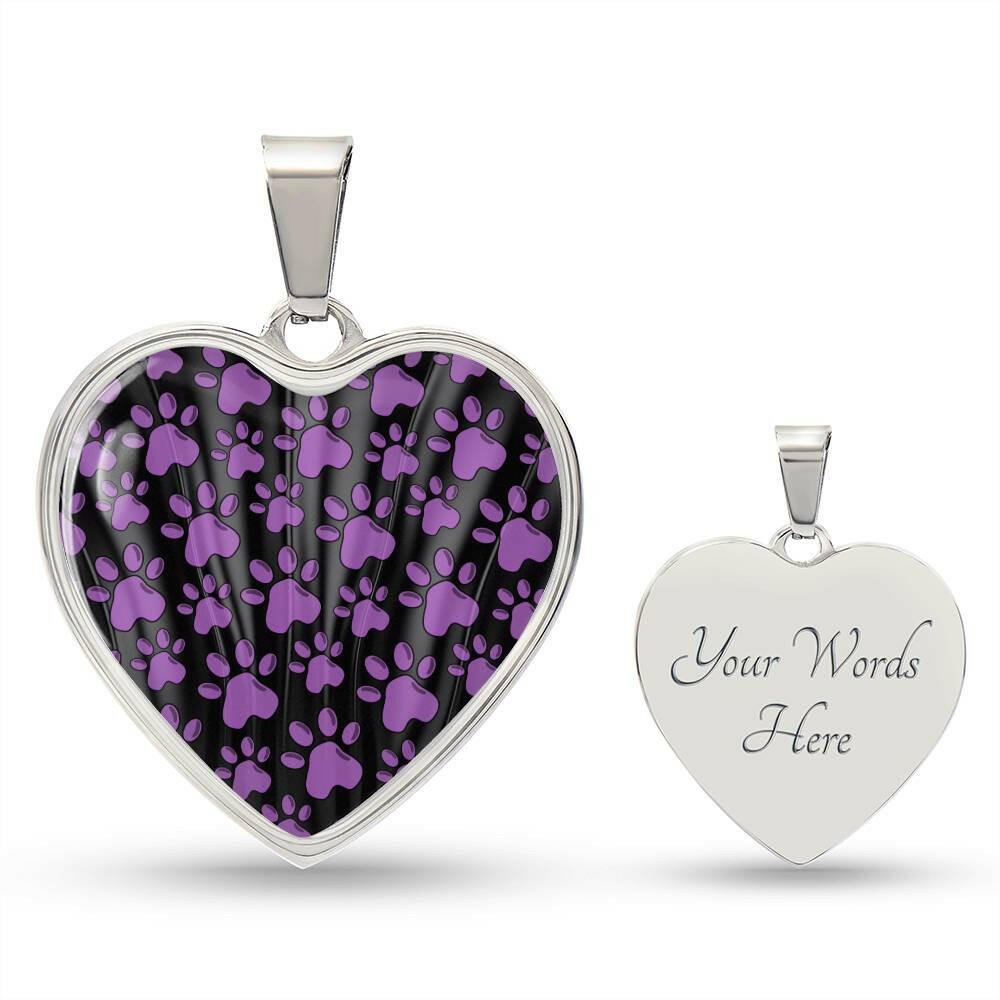 Purple Paws Heart Pendant Necklace - Jewelry - Epileptic Al’s Shop