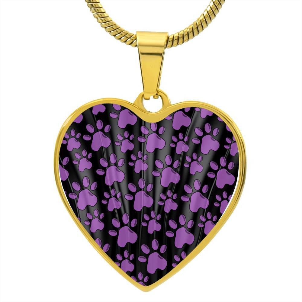 Purple Paws Heart Pendant Necklace - Jewelry - Epileptic Al’s Shop