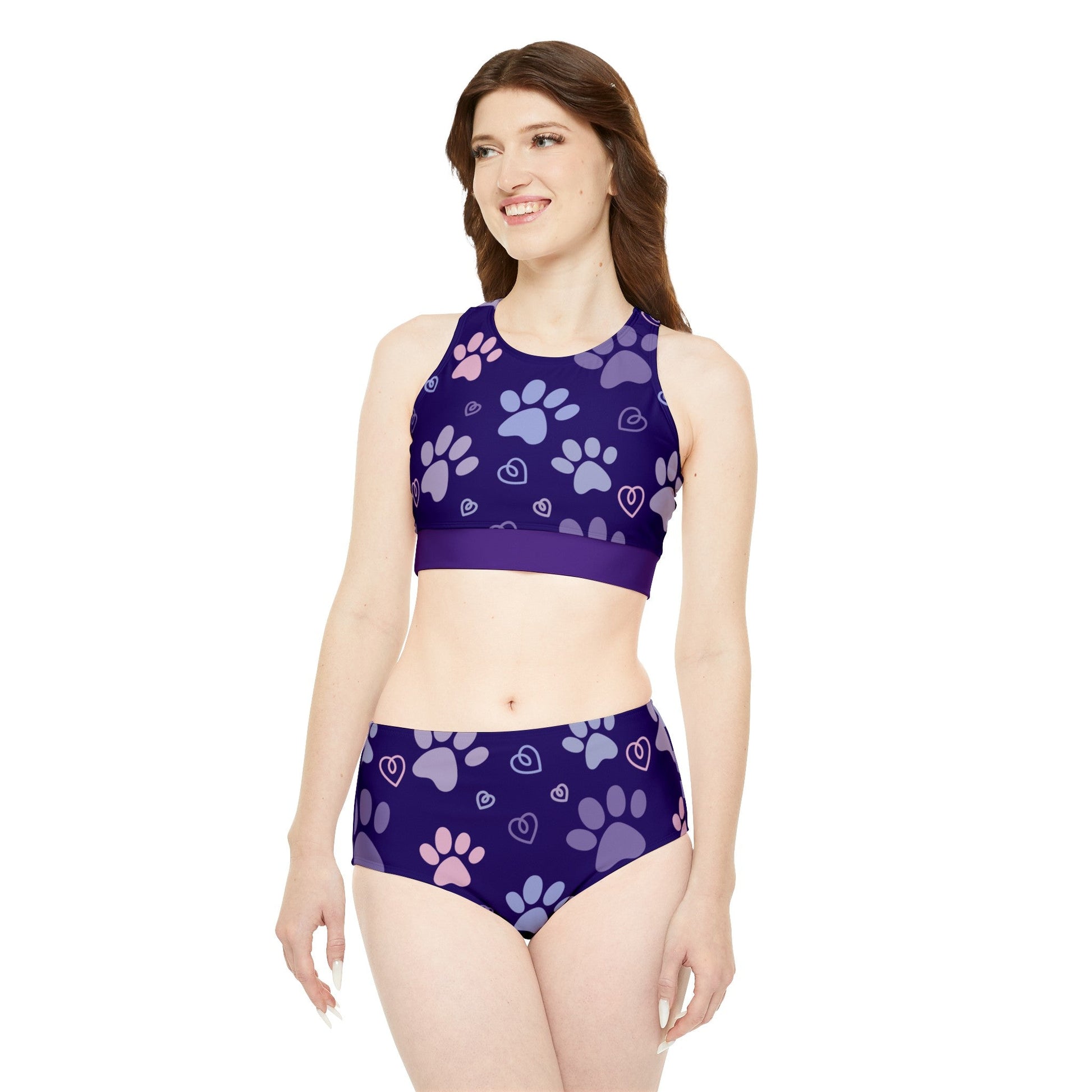 Purple Paws Sporty Bikini Set - All Over Prints - Epileptic Al’s Shop