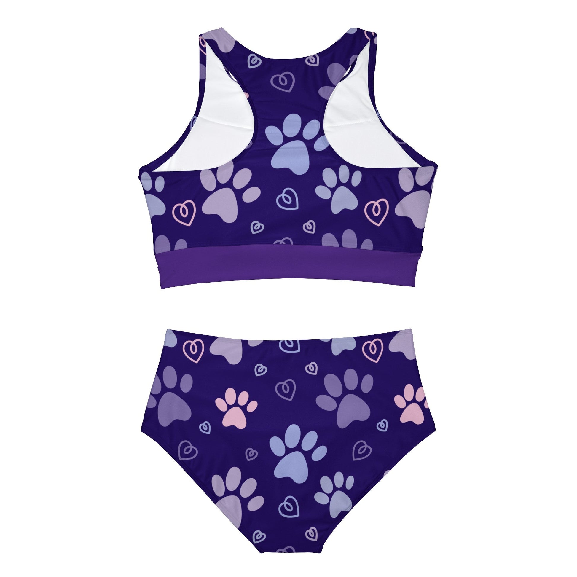 Purple Paws Sporty Bikini Set - All Over Prints - Epileptic Al’s Shop