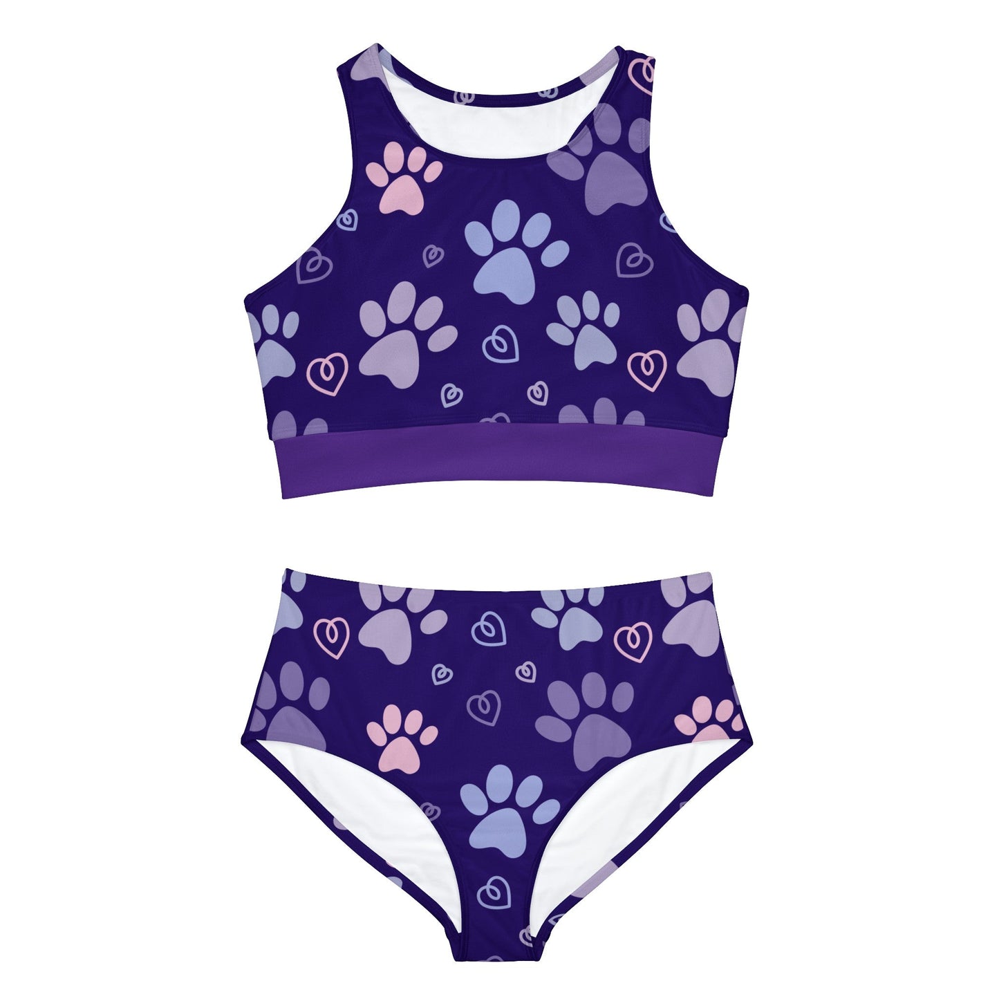 Purple Paws Sporty Bikini Set - All Over Prints - Epileptic Al’s Shop