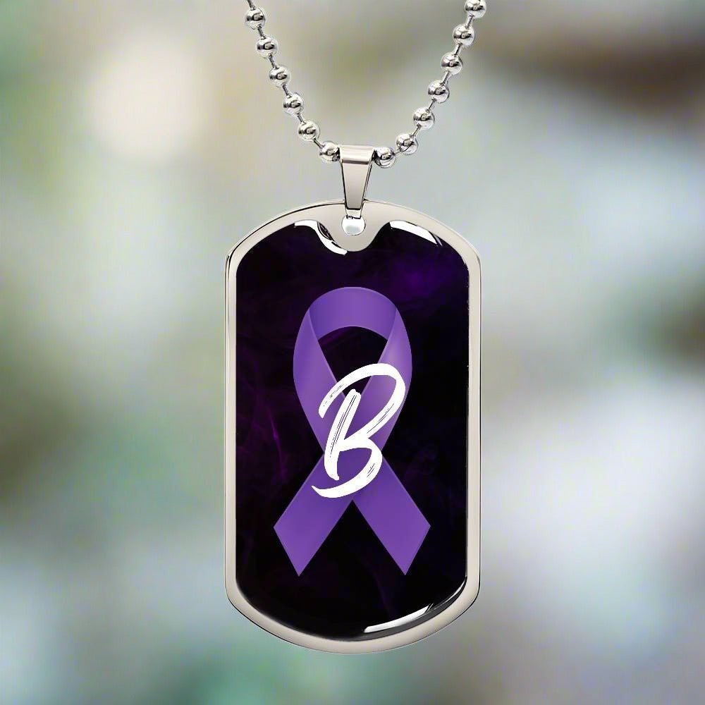 Purple Ribbon B Necklace - Jewelry - Epileptic Al’s Shop