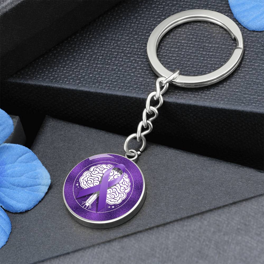 Purple Ribbon Brain Keychain - Jewelry - Epileptic Al’s Shop