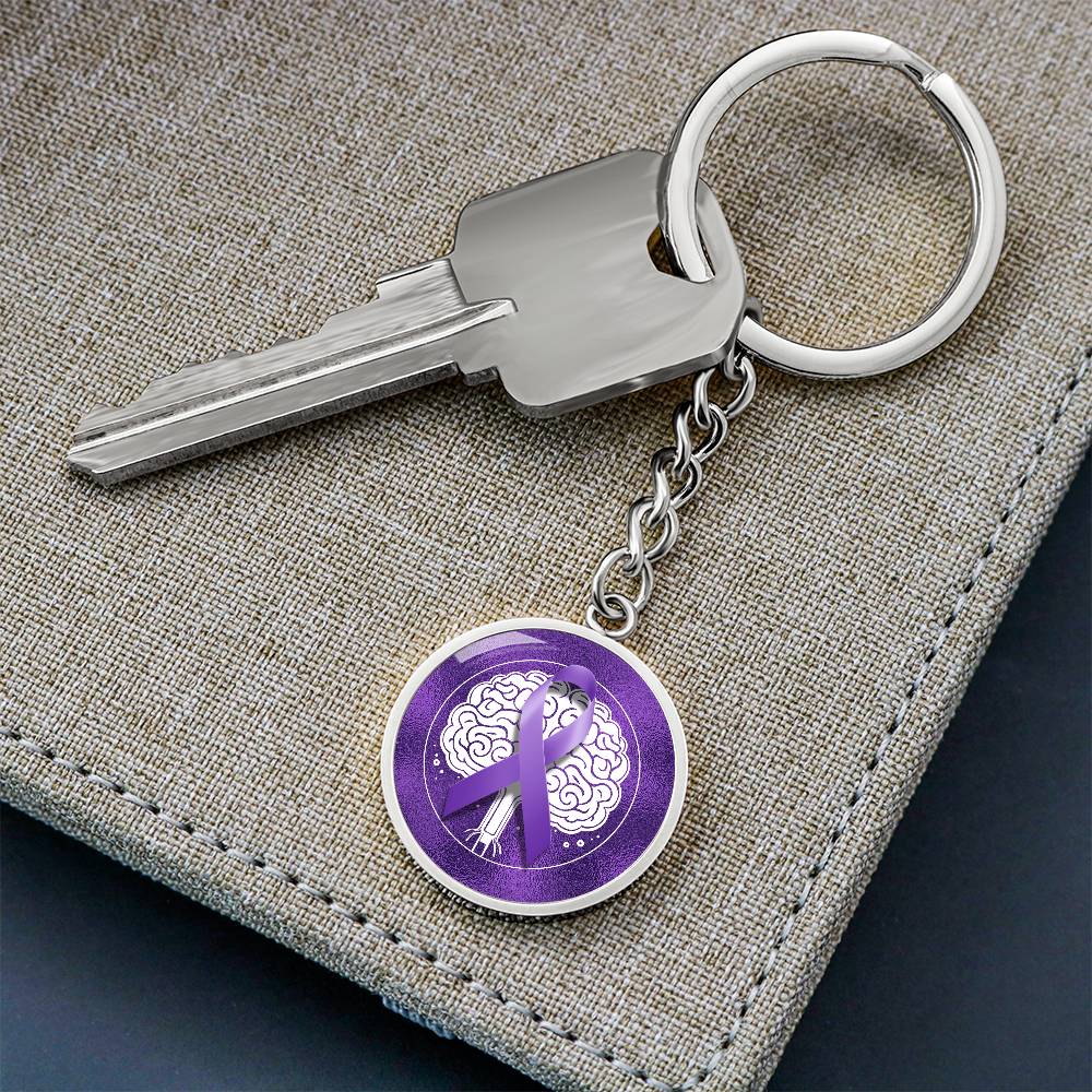 Purple Ribbon Brain Keychain - Jewelry - Epileptic Al’s Shop