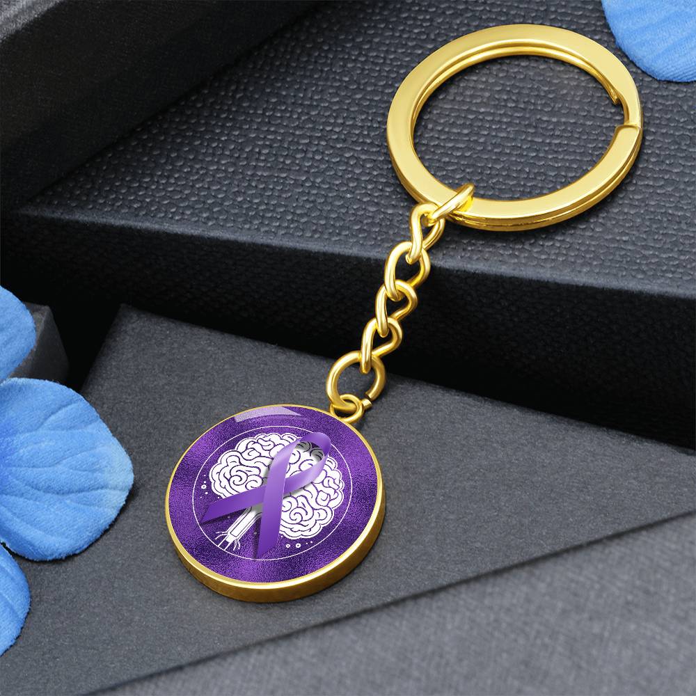 Purple Ribbon Brain Keychain - Jewelry - Epileptic Al’s Shop