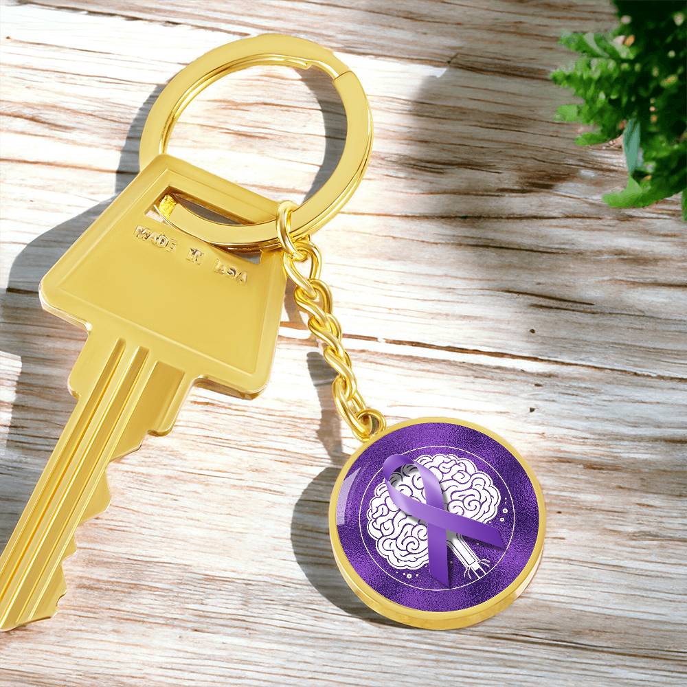 Purple Ribbon Brain Keychain - Jewelry - Epileptic Al’s Shop