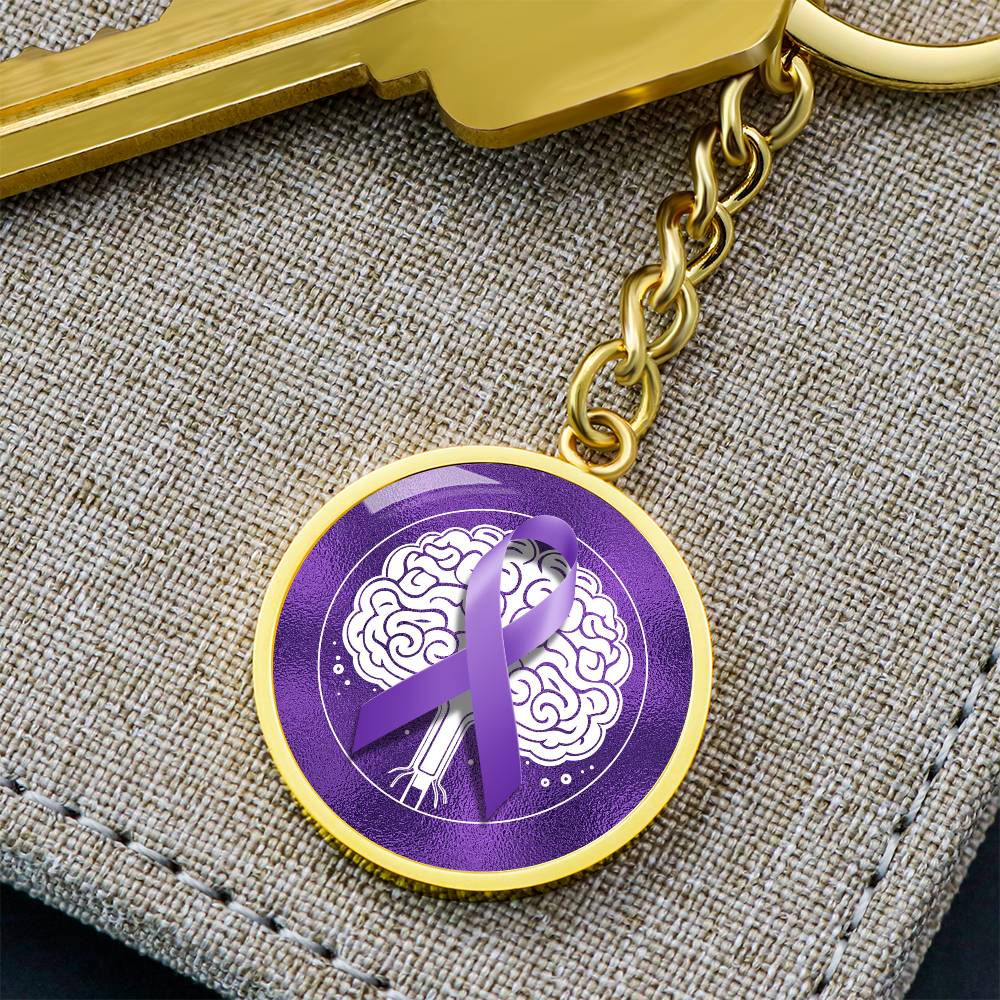 Purple Ribbon Brain Keychain - Jewelry - Epileptic Al’s Shop