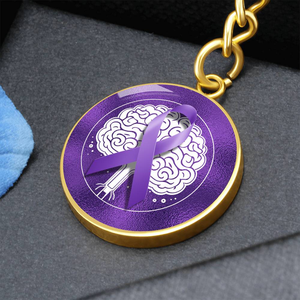 Purple Ribbon Brain Keychain - Jewelry - Epileptic Al’s Shop