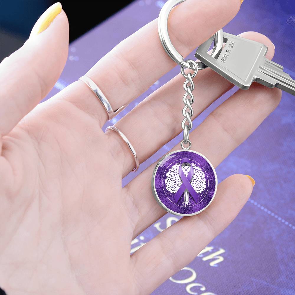 Purple Ribbon Brain Keychain - Jewelry - Epileptic Al’s Shop