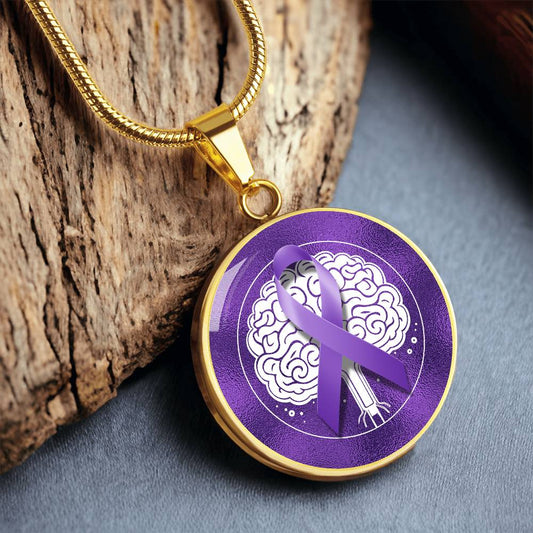 Purple Ribbon Brain Necklace - Jewelry - Epileptic Al’s Shop