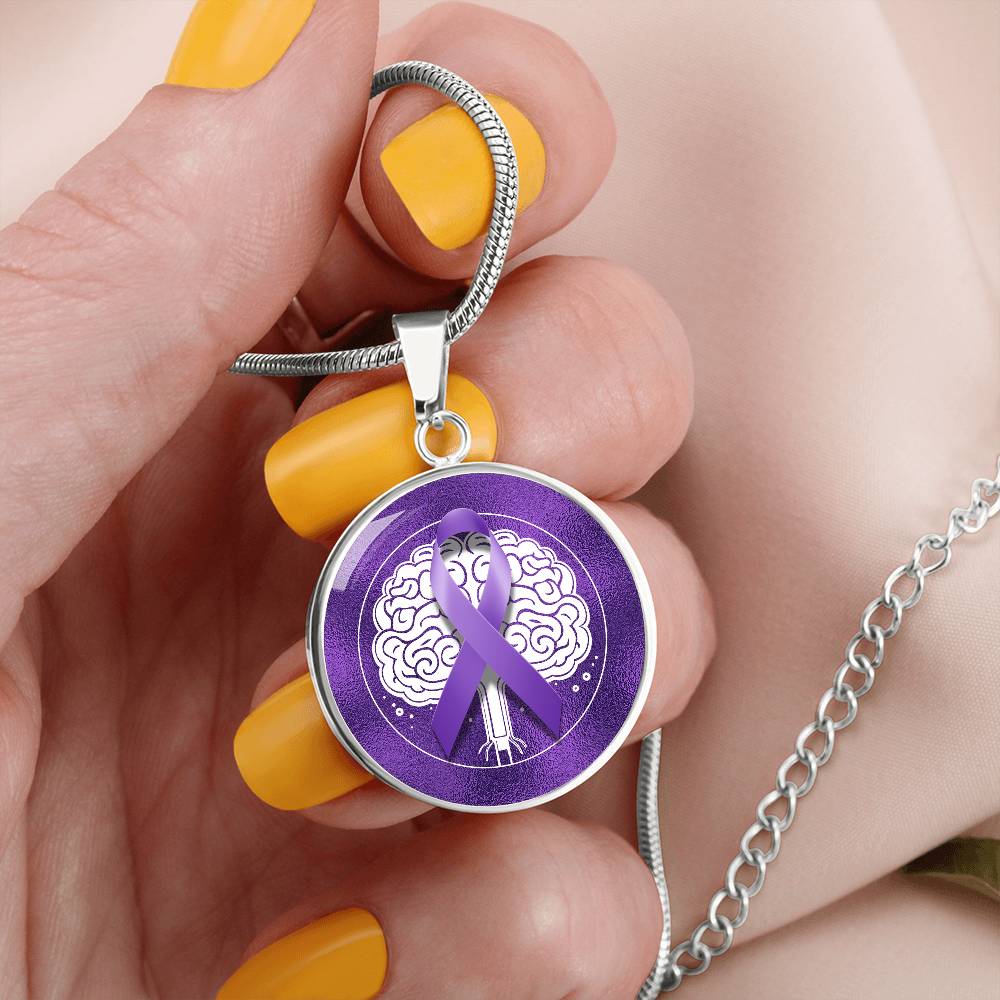 Purple Ribbon Brain Necklace - Jewelry - Epileptic Al’s Shop