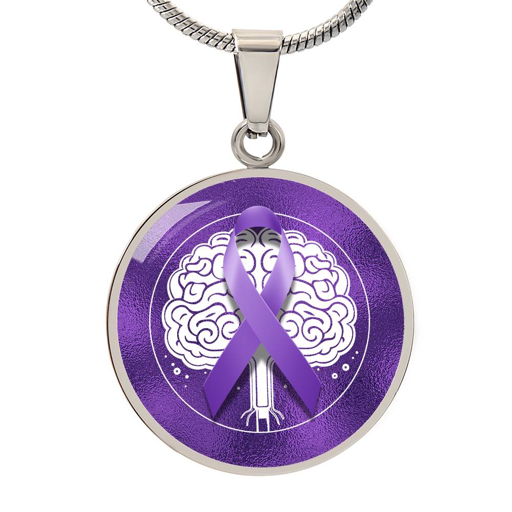 Purple Ribbon Brain Necklace - Jewelry - Epileptic Al’s Shop