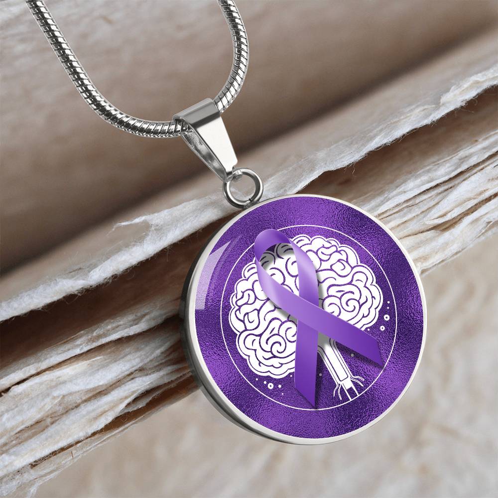 Purple Ribbon Brain Necklace - Jewelry - Epileptic Al’s Shop