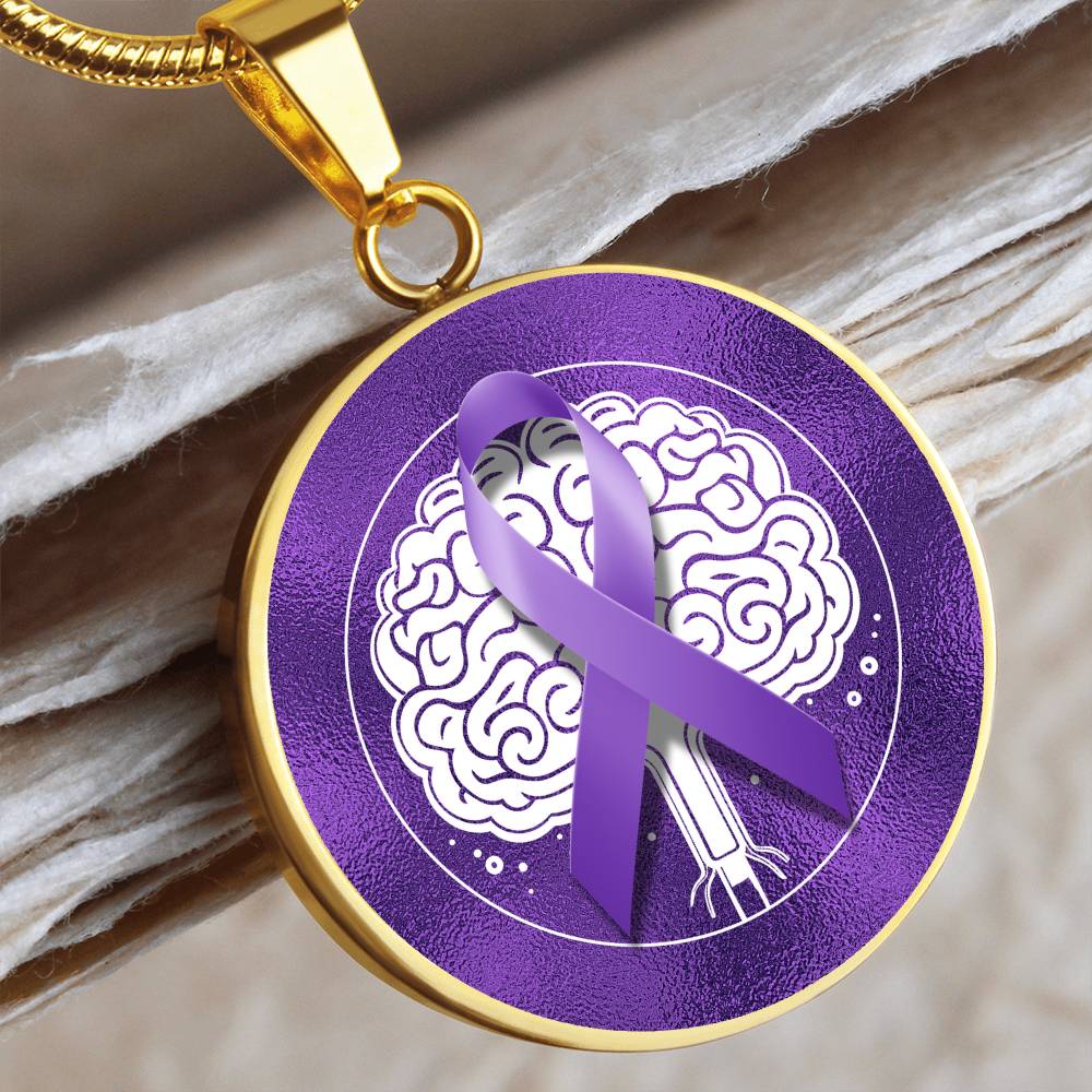 Purple Ribbon Brain Necklace - Jewelry - Epileptic Al’s Shop