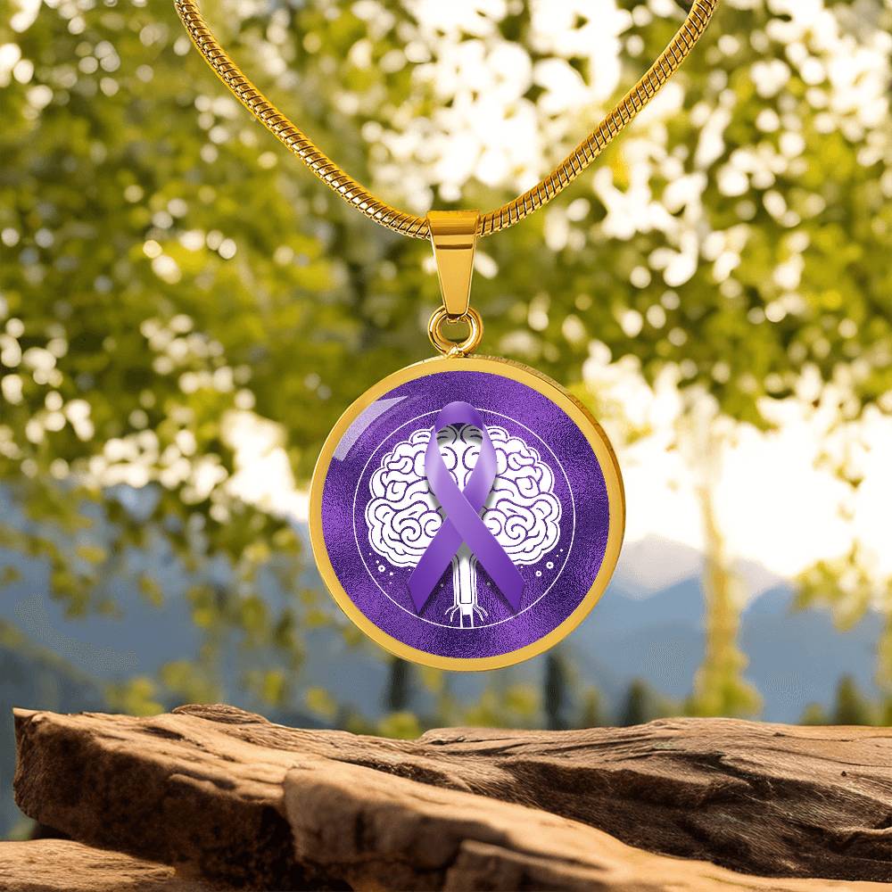 Purple Ribbon Brain Necklace - Jewelry - Epileptic Al’s Shop