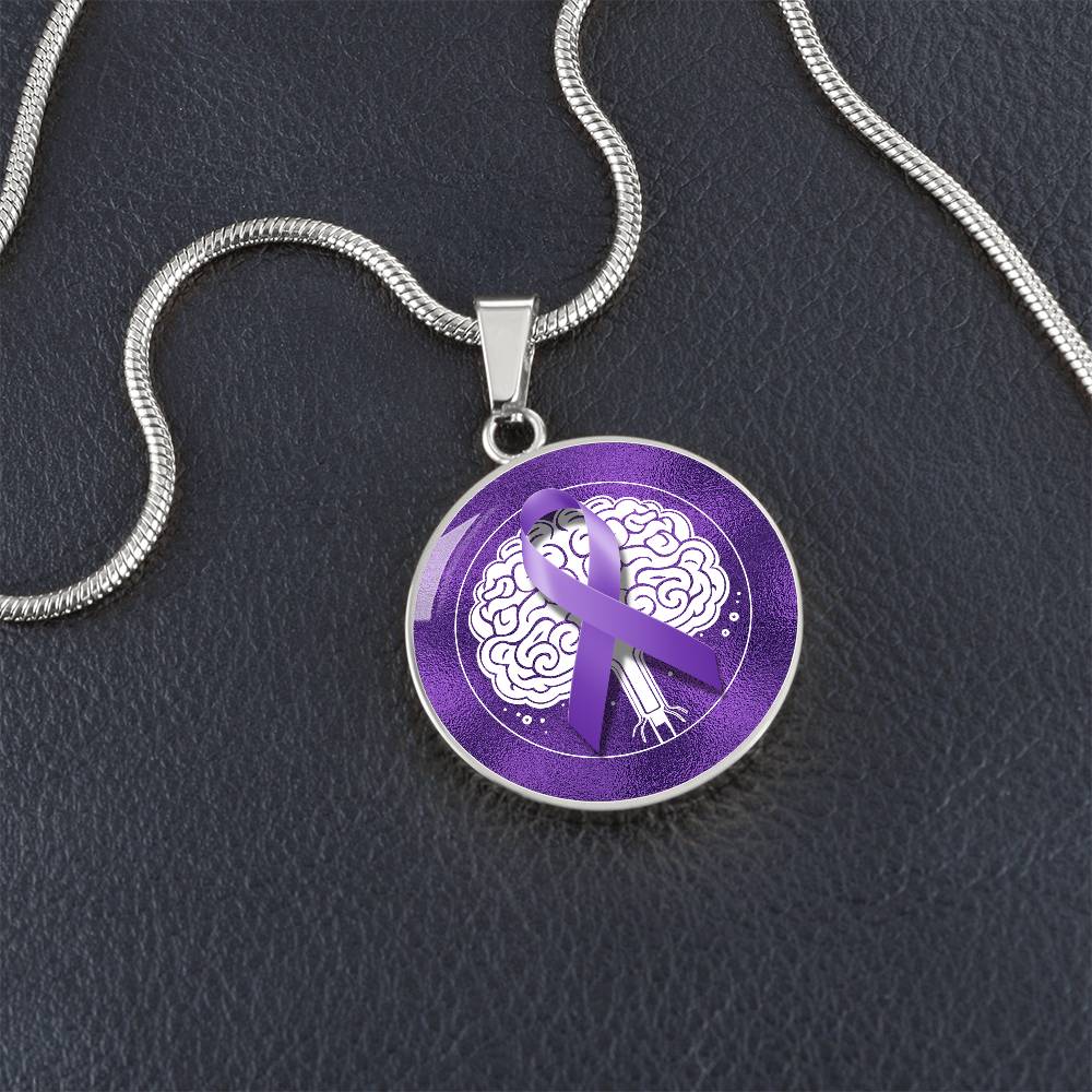 Purple Ribbon Brain Necklace - Jewelry - Epileptic Al’s Shop