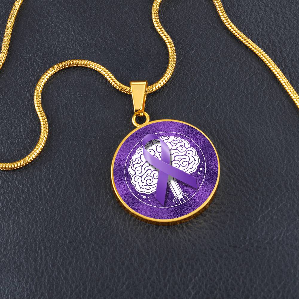 Purple Ribbon Brain Necklace - Jewelry - Epileptic Al’s Shop