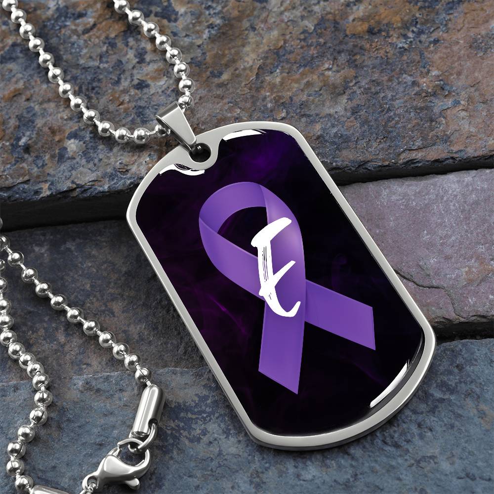 Purple Ribbon E Necklace - Jewelry - Epileptic Al’s Shop