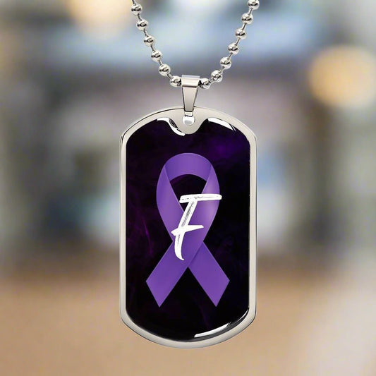 Purple Ribbon F Necklace - Jewelry - Epileptic Al’s Shop