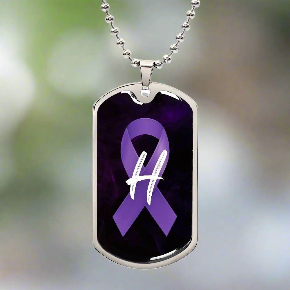 Purple Ribbon H Necklace - Jewelry - Epileptic Al’s Shop