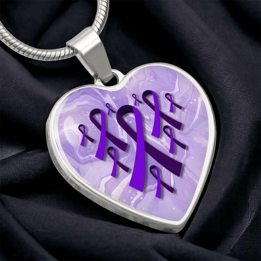 Purple Ribbon Heart Necklace - Jewelry - Epileptic Al’s Shop