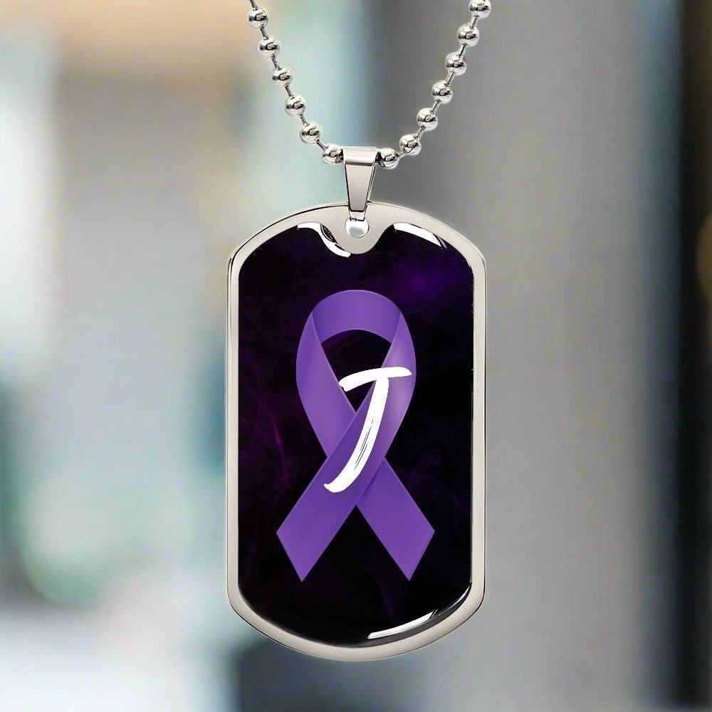 Purple Ribbon J Necklace - Jewelry - Epileptic Al’s Shop