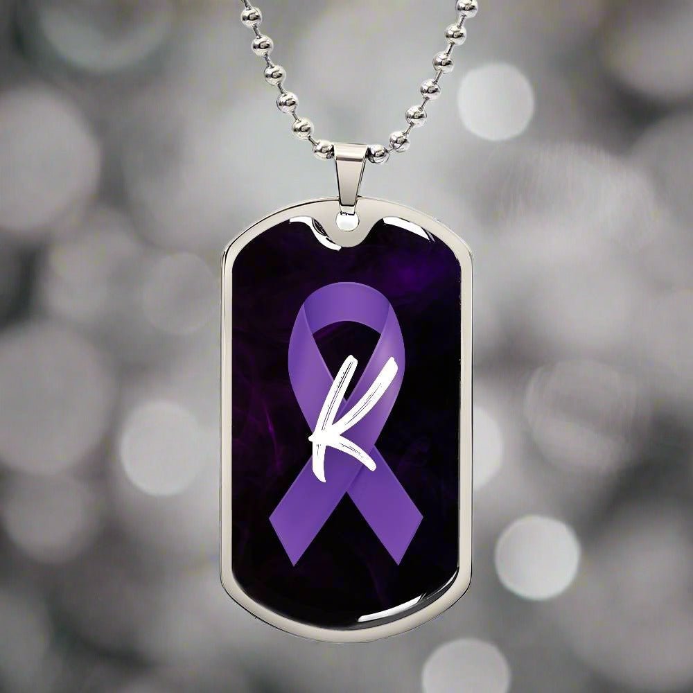 Purple Ribbon K Necklace - Jewelry - Epileptic Al’s Shop