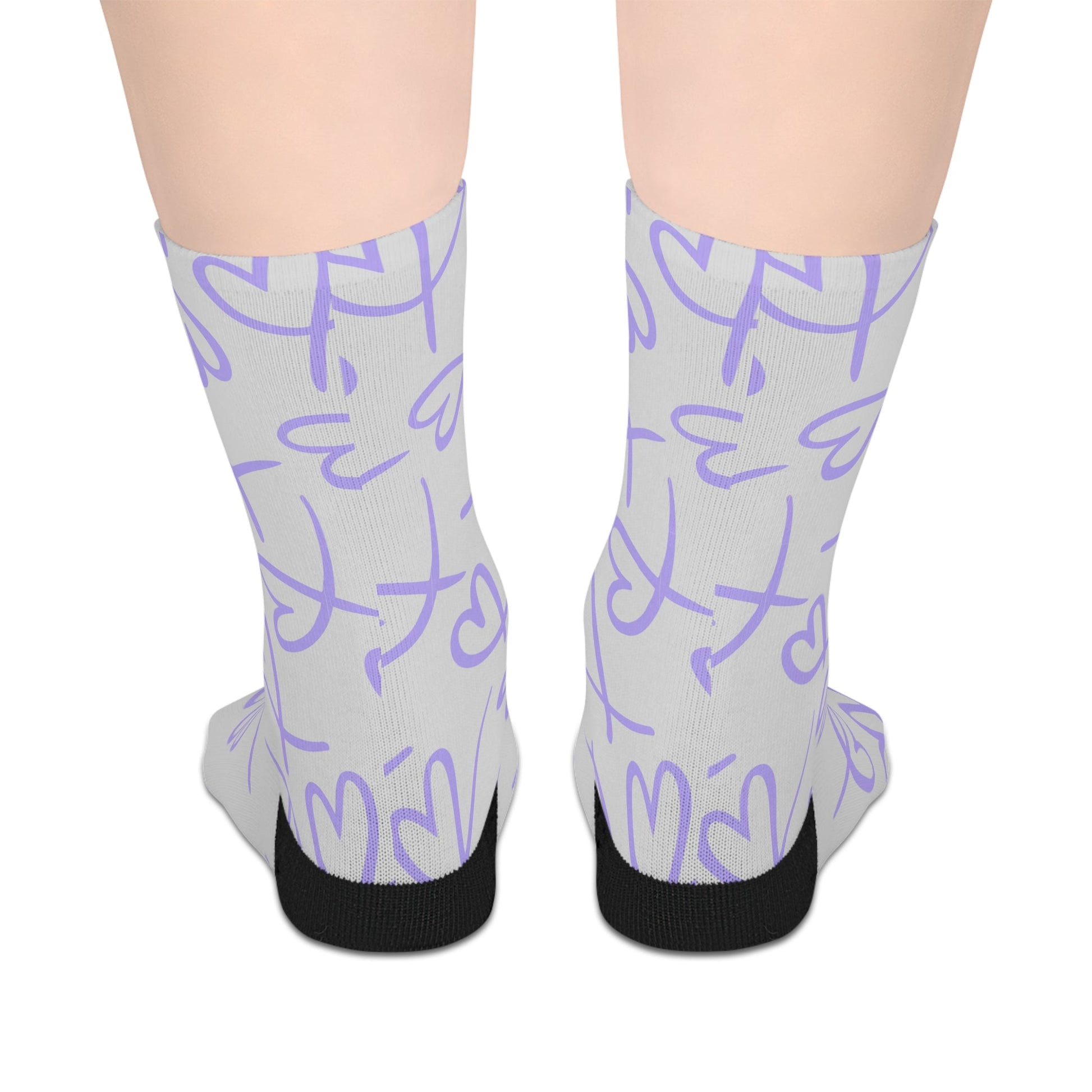 Purple Ribbon Mid - length Socks - All Over Prints - Epileptic Al’s Shop