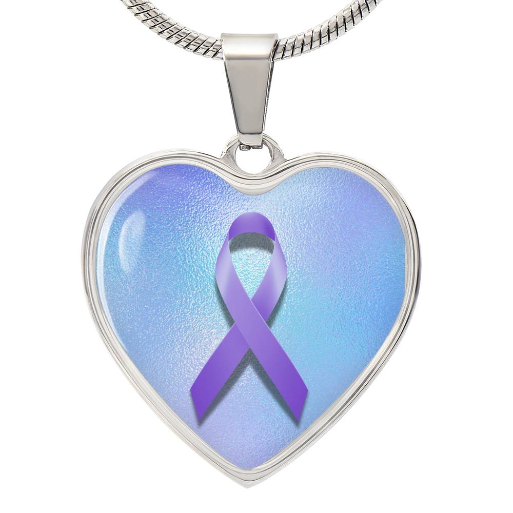 Purple Ribbon on Blue Necklace - Jewelry - Epileptic Al’s Shop