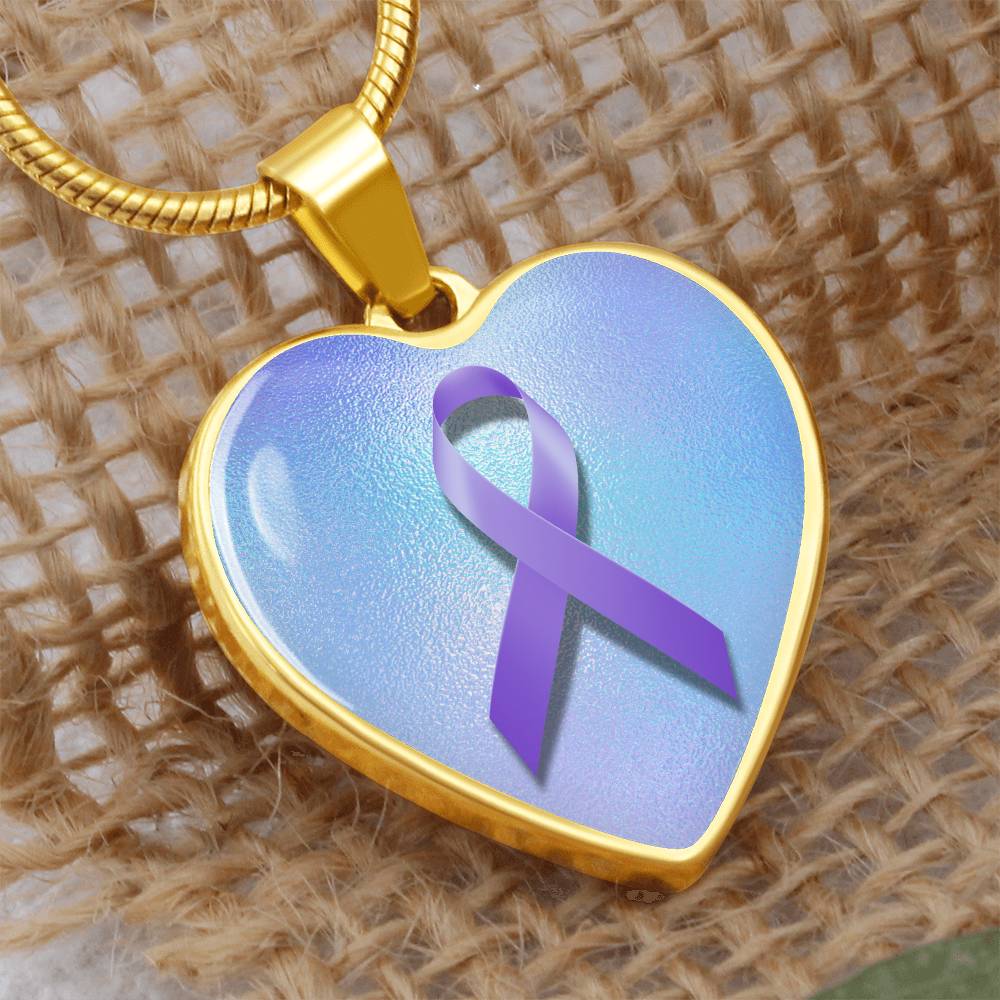 Purple Ribbon on Blue Necklace - Jewelry - Epileptic Al’s Shop