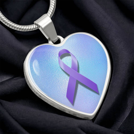 Purple Ribbon on Blue Necklace - Jewelry - Epileptic Al’s Shop