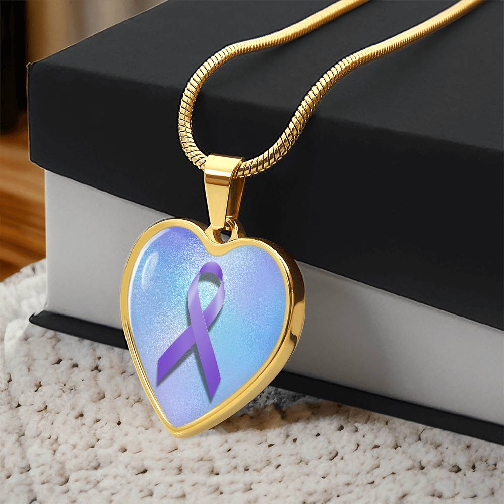 Purple Ribbon on Blue Necklace - Jewelry - Epileptic Al’s Shop