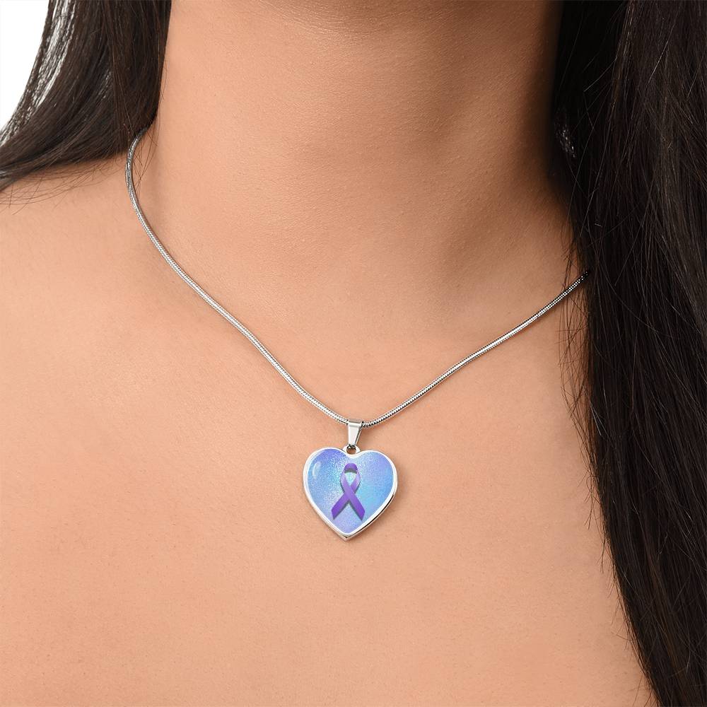 Purple Ribbon on Blue Necklace - Jewelry - Epileptic Al’s Shop