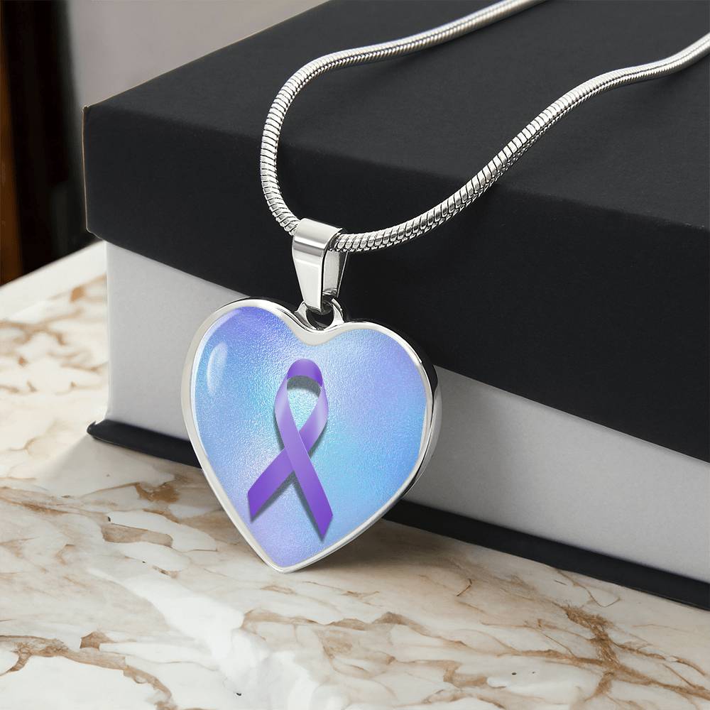 Purple Ribbon on Blue Necklace - Jewelry - Epileptic Al’s Shop