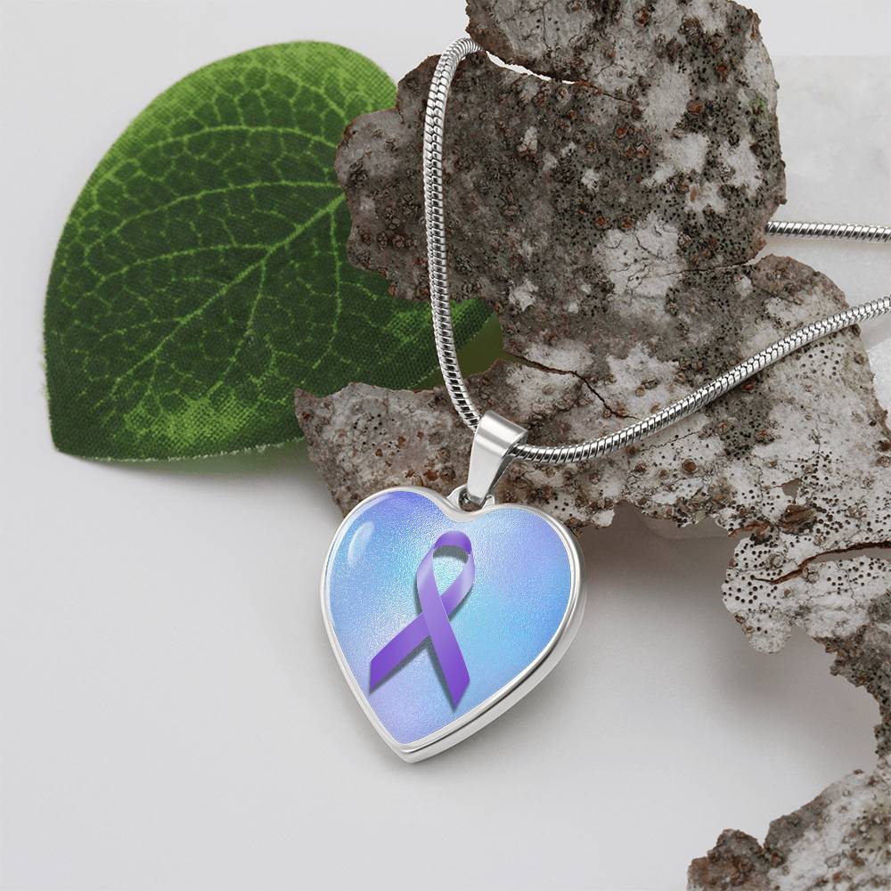 Purple Ribbon on Blue Necklace - Jewelry - Epileptic Al’s Shop