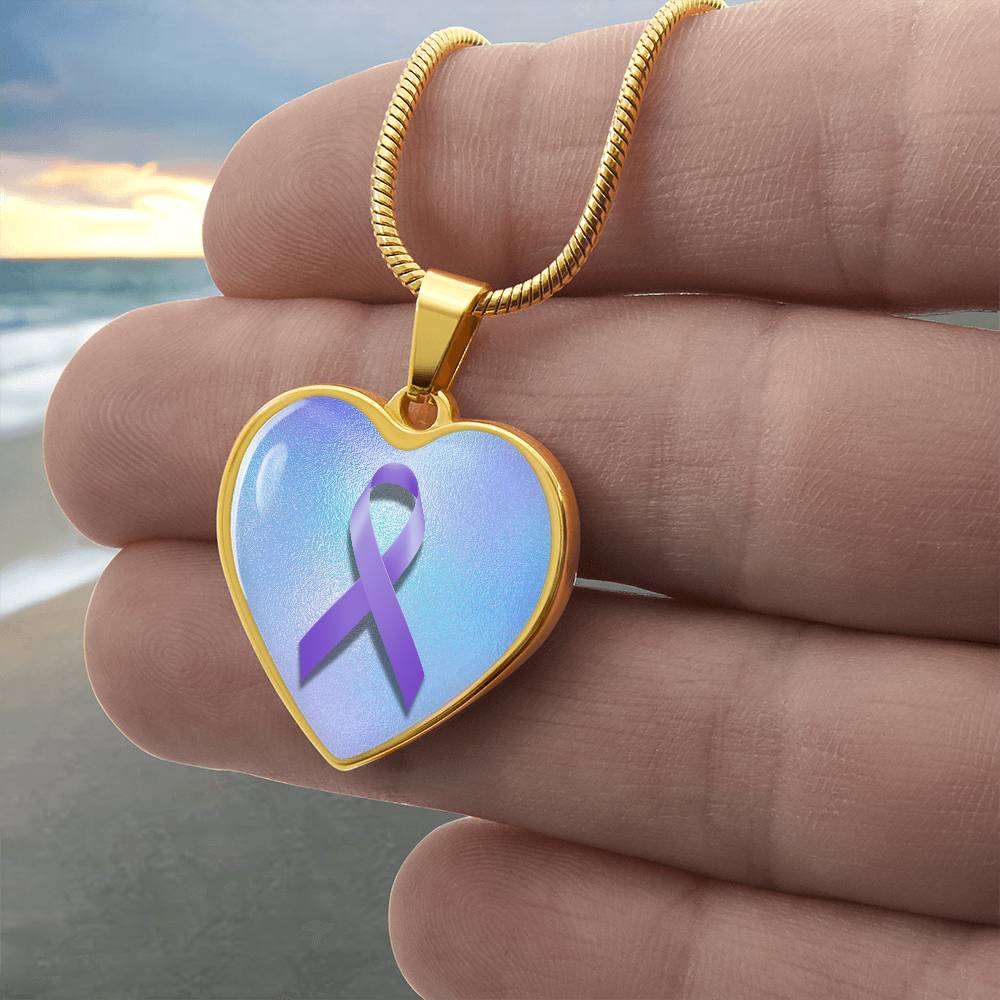 Purple Ribbon on Blue Necklace - Jewelry - Epileptic Al’s Shop