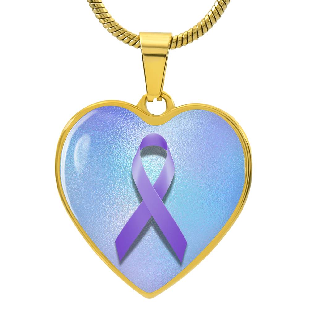 Purple Ribbon on Blue Necklace - Jewelry - Epileptic Al’s Shop