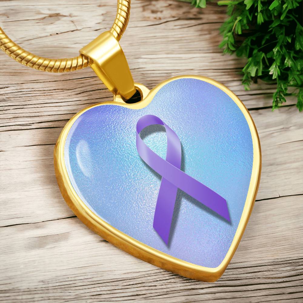 Purple Ribbon on Blue Necklace - Jewelry - Epileptic Al’s Shop