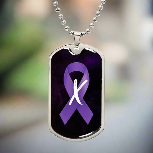 Purple Ribbon X Necklace - Jewelry - Epileptic Al’s Shop