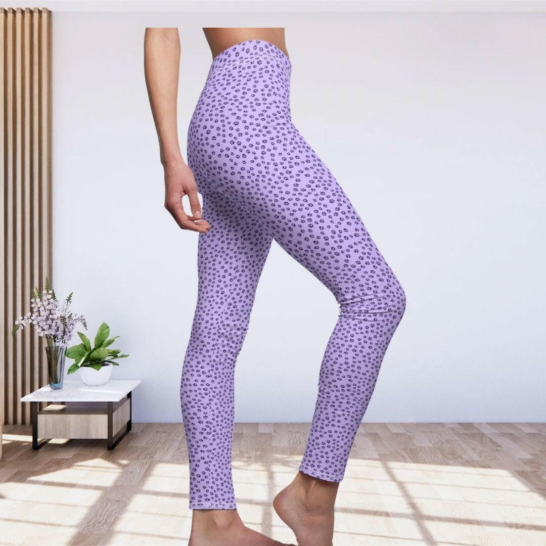 Purple Tiny Paws Women's Cut & Sew Casual Leggings - All Over Prints - Epileptic Al’s Shop