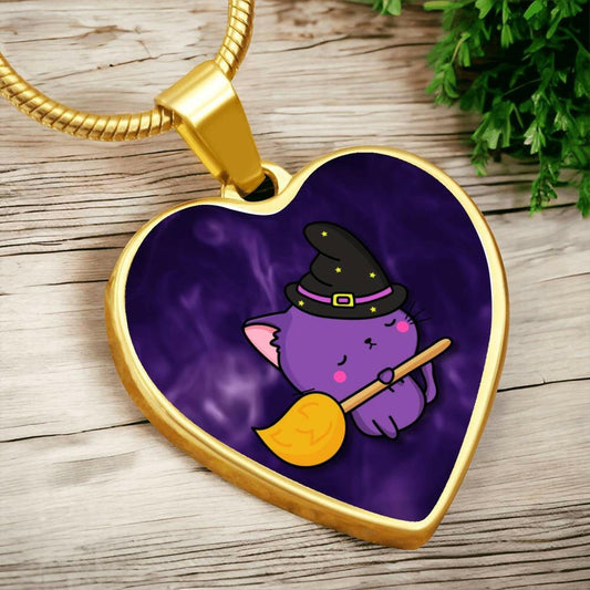 Purple Witchy Kitty Necklace - Jewelry - Epileptic Al’s Shop
